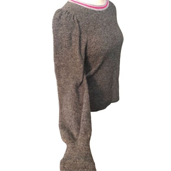 Halogen Sweater Grey Heather Stripe Neck Crew Neck Pullover XL - Picture 4 of 9